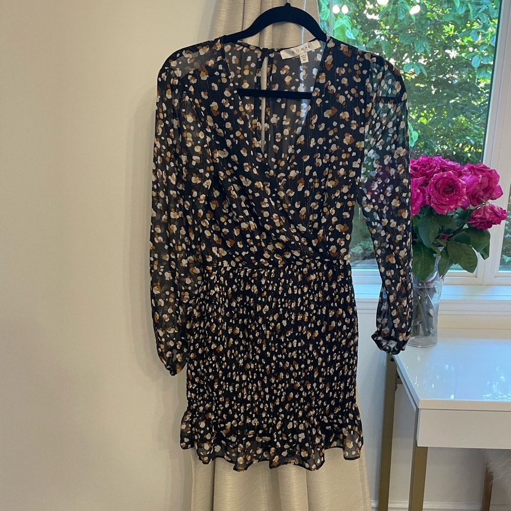 Black and White Ruffled Tiered Long Sleeve Dress